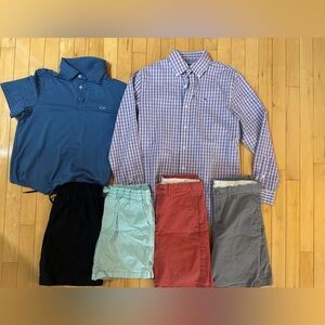Vineyard Vines & Crew Cut Boys M 6pc lot. Polo, button up, chino shorts.